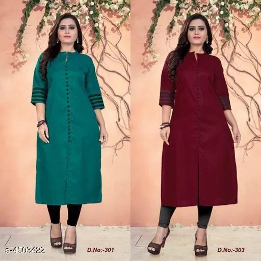 Solid Cotton Kurti for Women, Pack of 2 (XXL)