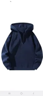 Fleece Solid Hoodie for Men (Navy Blue, L)