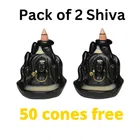 Resin Shiva Murti Showpiece with 50 Pcs Backflow Smoke Cones (Black, Pack of 2)