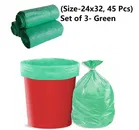 Innate Garbage Bags, Green [24 x 32 Inches], [15 Pcs x 3 Rolls]