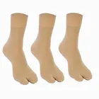 Fleece Winter Ankle Length Thumb Socks for Women (Beige, Set of 3)