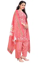 Cotton Blend Floral Kurti with Pant & Dupatta for Women 
