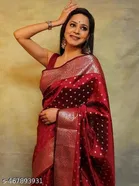 Silk Printed Saree for Women, Maroon 