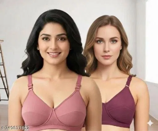 Cotton Bra for Women, Pack of 3 (Pink, 34A)