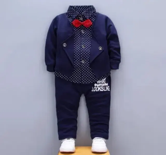Hosiery Clothing Set for Kids (Navy Blue, 12-18 Months)