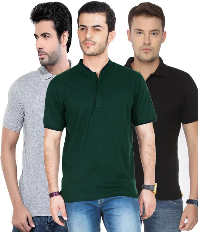 Solid Polo T-shirt for Men, Pack of 4 (Multicolor, M)