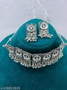 Diva Oxidized Silver Mirror Jewelry Set for Women