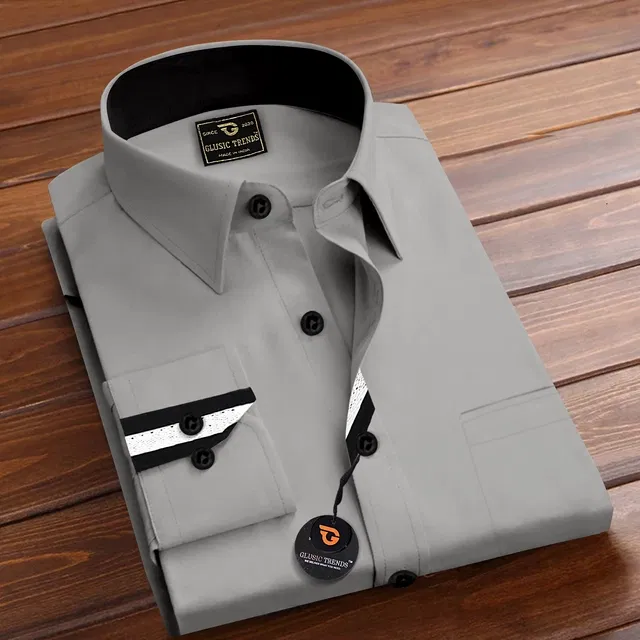 Full Sleeves Shirt for Men (Grey, L)