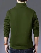 Fleece Solid Hi-Neck Sweater for Men, Dark Green 