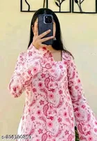 Rayon Printed Short Kurti for Women, Pink 