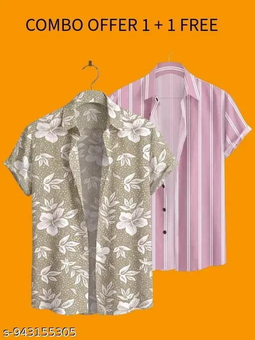 Casual Shirts for Men, Pack of 2 (Multicolor, XL)