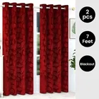 Velvet Emboss Red Door Blackout Curtain 7ft Combo 