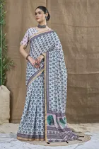 Silk Woven Design Saree for Women, Blue 