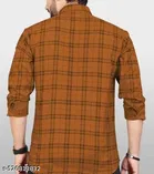 Cotton Blend Checked Shirt for Men, Mustard 