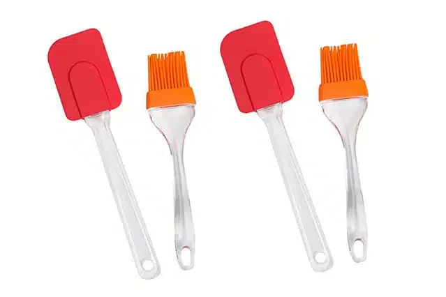 Spatula and Pastry Brush Set (Multicolor, Pack of 4)