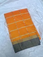 Sana Silk Checkred Saree for Women, Yellow 