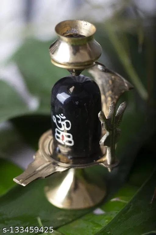Shiva Lingam Abhishek Patra with Trishul and Nag (Black, Pack of 1)