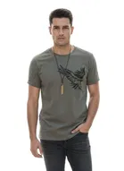 Polyester Printed T-Shirt for Men, Grey 