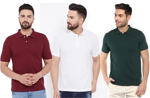 Polo T-shirts for Men, Pack of 3 (Multicolor, XXL)