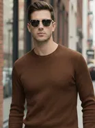 Polyester Solid T-Shirt for Men, Brown 