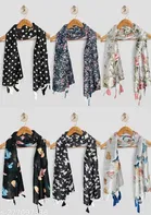 Chiffon Scarves for Women, Multicolor, Pack of 6
