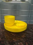 Plastic Dinner Set (Yellow, Set of 18)