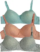 Cotton Blend Printed Padded Bra for Women 