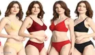 Cotton Blend Solid Lingerie Set for Women 