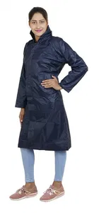 Solid Overcoat with Hoods and Side Pocket Raincoat for Women 