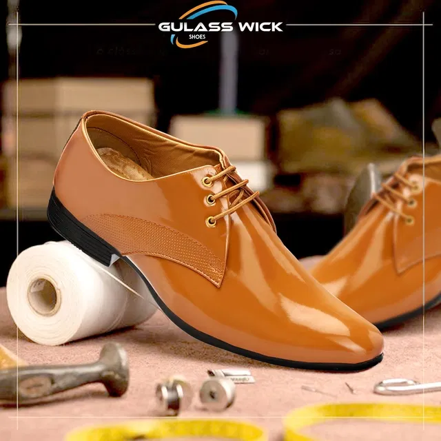 Lace Up Formal Shoes for Men (Tan, 9)