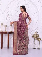 Dola Silk Printed Saree for Women, Purple 