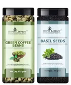 Herbs Library Green Coffee Beans and Basil Seeds 