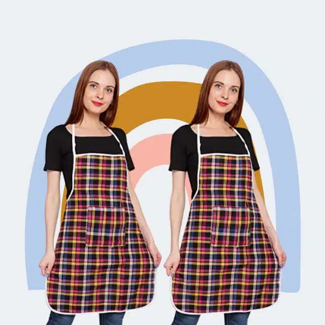 Cotton Kitchen Aprons (Multicolor, Pack of 2)