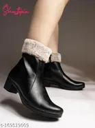 Shoetopia Solid High-Top Boots Black 