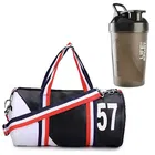 Polyester Printed Gym Bag with Shaker Bottle 