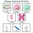 Princess Theme 5th Happy Birthday Decoration Items For Girls , Multicolor, Pack of 110