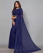 Net Solid Saree for Women 