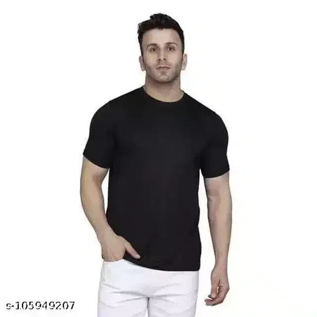 Ruggstar Casual Printed Round Neck T-Shirt For Men (Black, L) (R-30)