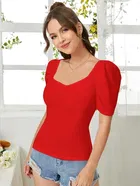 Sweetheart Neck Solid Top for Women 