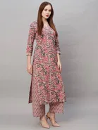 Cotton Blend Printed Women's Kurta with Pant Set 