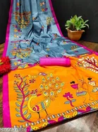 Art Silk Printed Saree for Women, Grey 