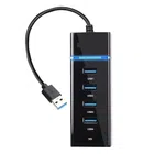 4 Port USB Hub with High Speed Data Transfer Device (Black)