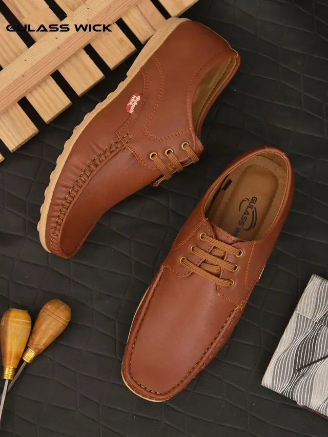 Derby Casual Shoes for Men (Tan, 6)