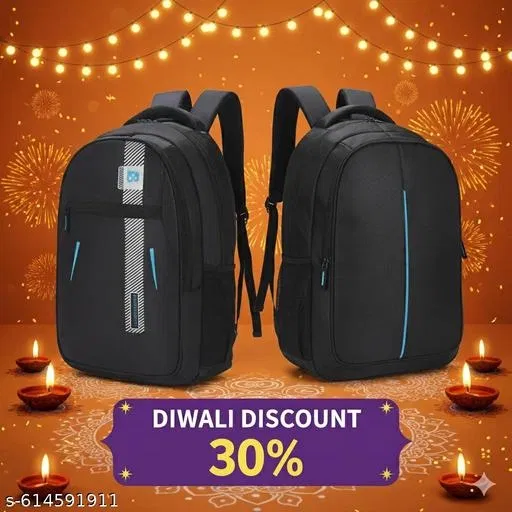 Polyester Backpack for Men & Women, Black