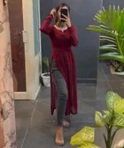 Georgette Solid Straight Kurti for Women 