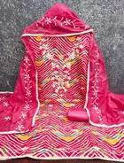 Chanderi Cotton Embroidered Unstitched Suit Fabric, Pink