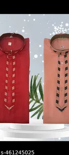 Abstract Embroidered Mandarin Neck Kurta for Men 
