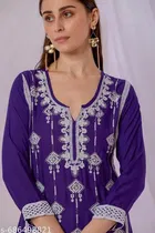 Embroidered Rayon Beads Work Kurti for Women 