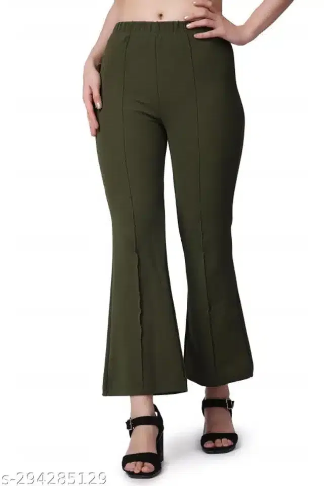 Cotton Lycra Trouser for Women (Green, 26)