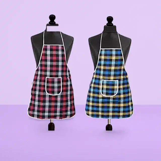 Cotton Kitchen Aprons (Multicolor, Pack of 2)